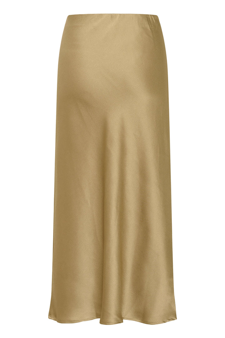 Detailed view of a long, flowing, textured black Kaffe skirt for women - Valérie Simon