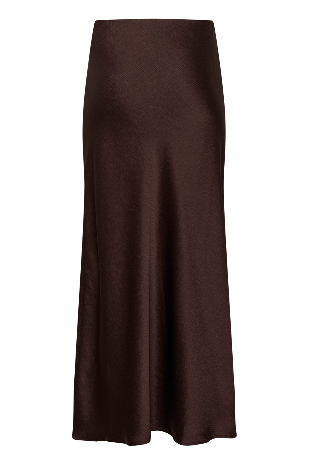 Side view of a long, textured beige Kaffe skirt for women with an elastic waistband - Valérie Simon