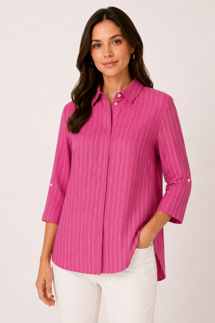 Chemise Vicki rayée à manches 3/4