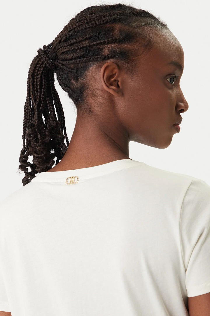 T-shirt with floral appliqué