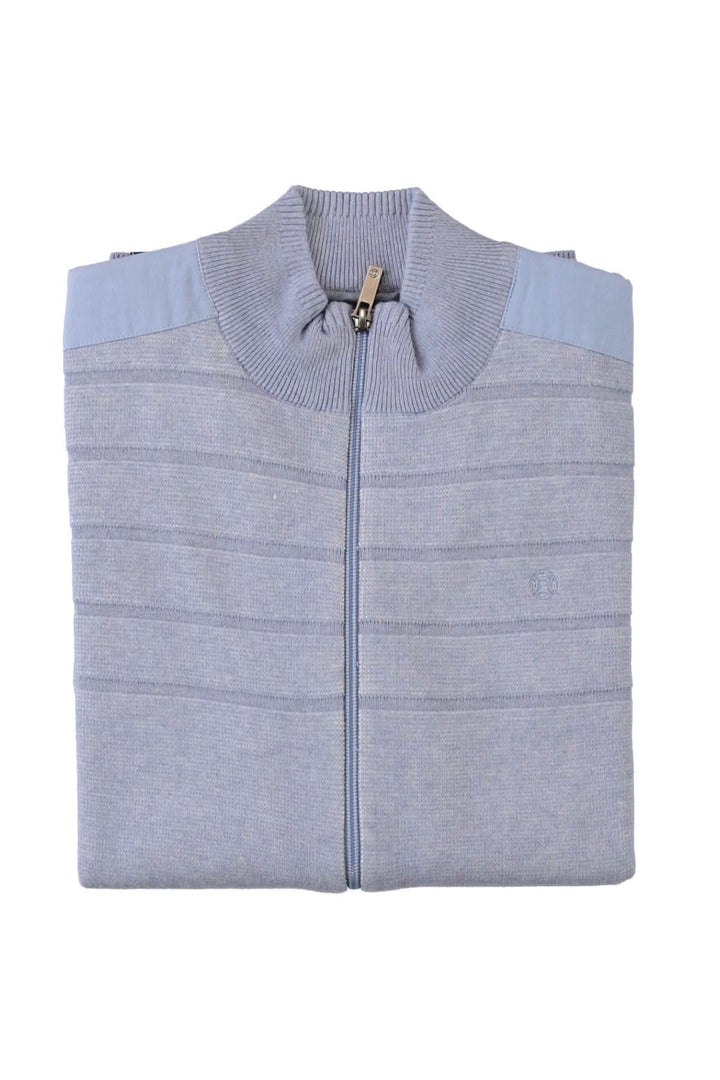 Zip-up cardigan with a high neck