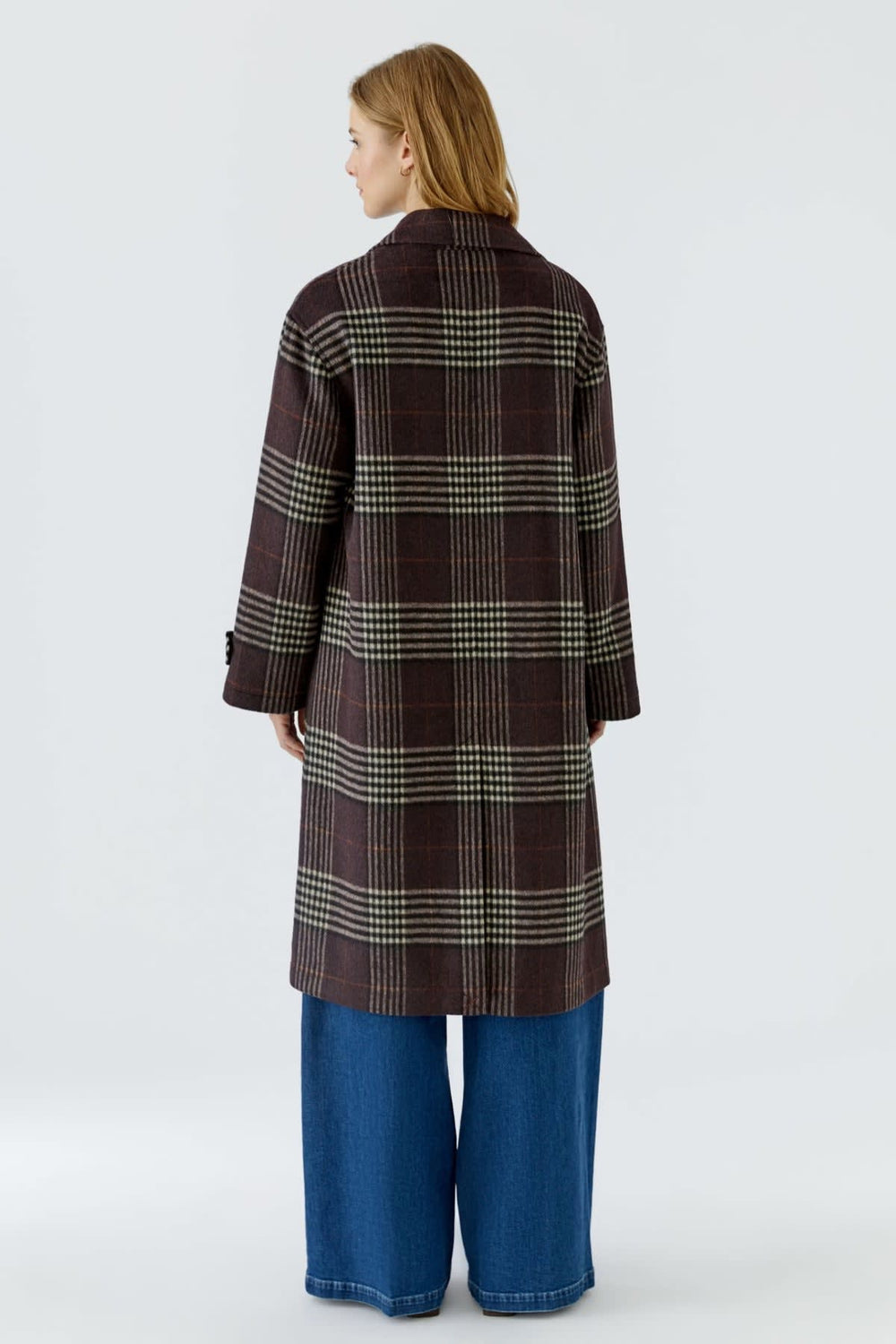 Manteau long à carreaux pour femme Oui