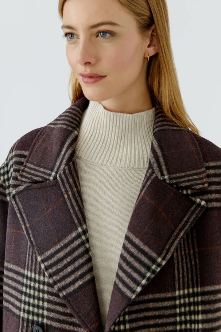 Manteau long à carreaux pour femme Oui