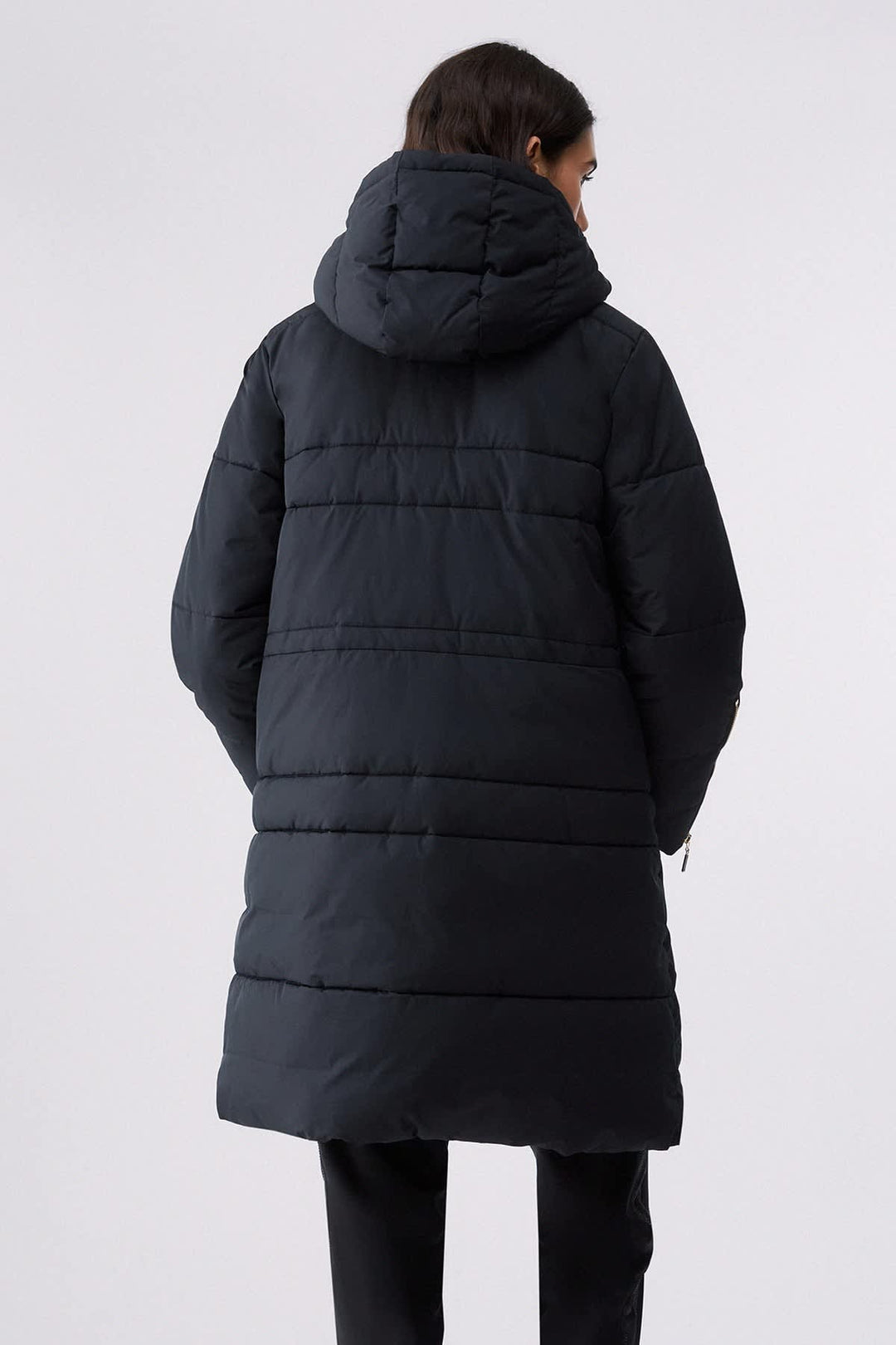 Manteau long matelassé à capuchon pour femme liujo