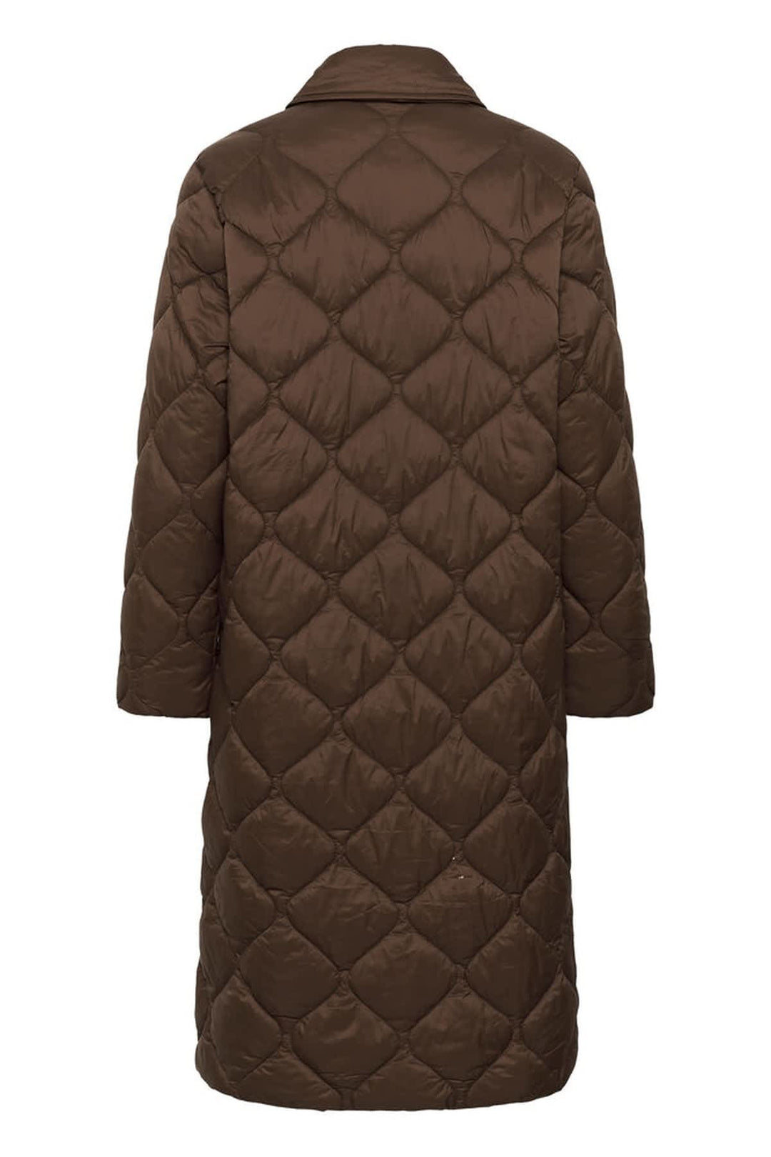 Front view of the quilted coat Part Two in beige with a high collar for women - Valérie Simon