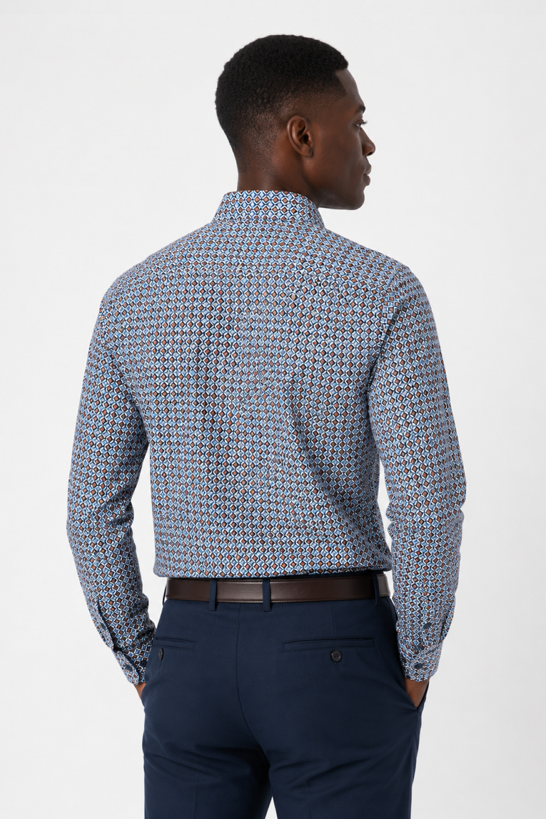 Geometric-print casual shirt