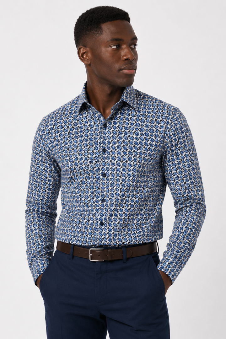 Diamond-print casual shirt