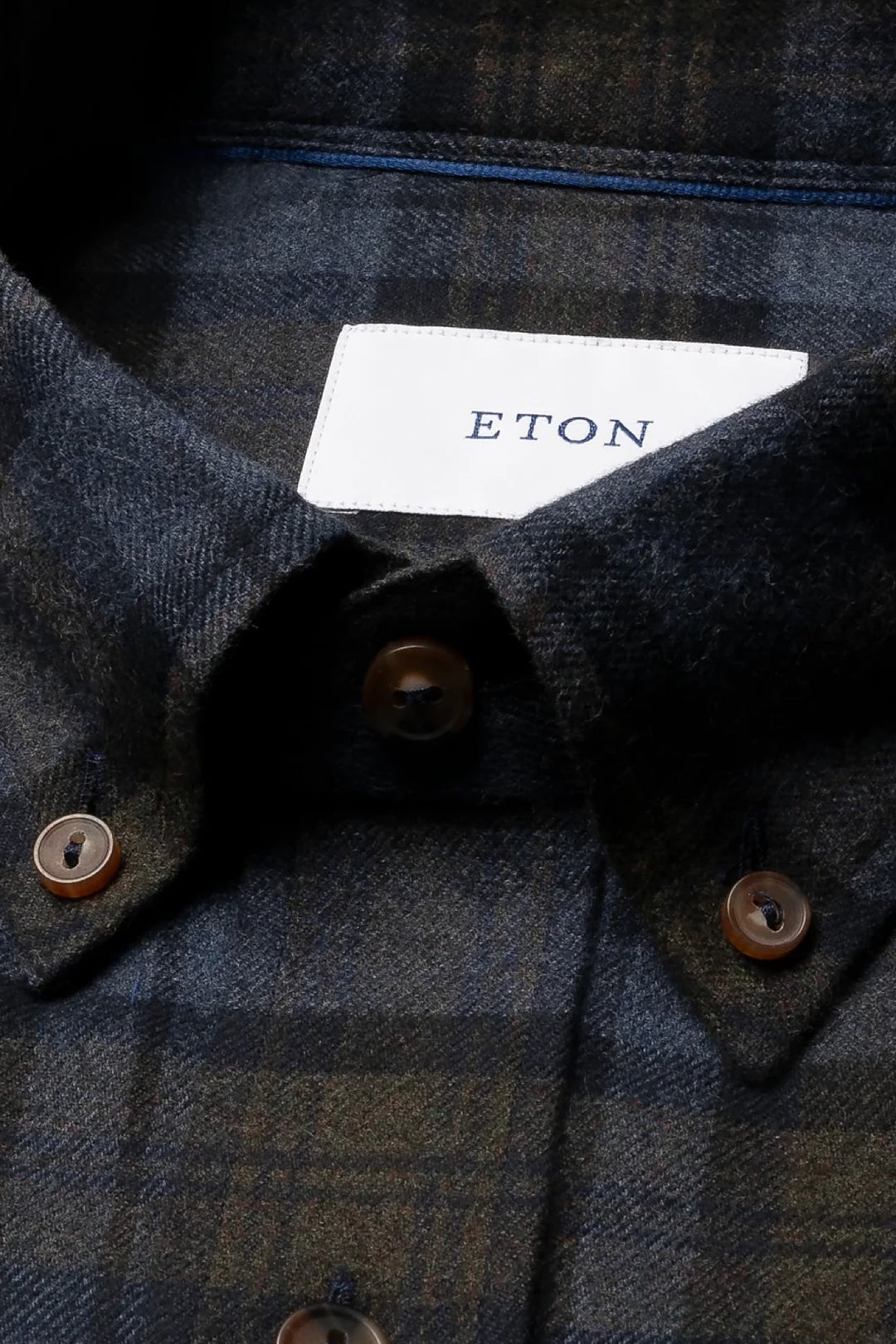 Blue and Olive Plaid Flannel Shirt 