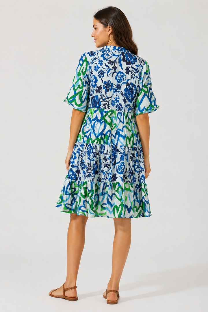 Printed ruffled dress