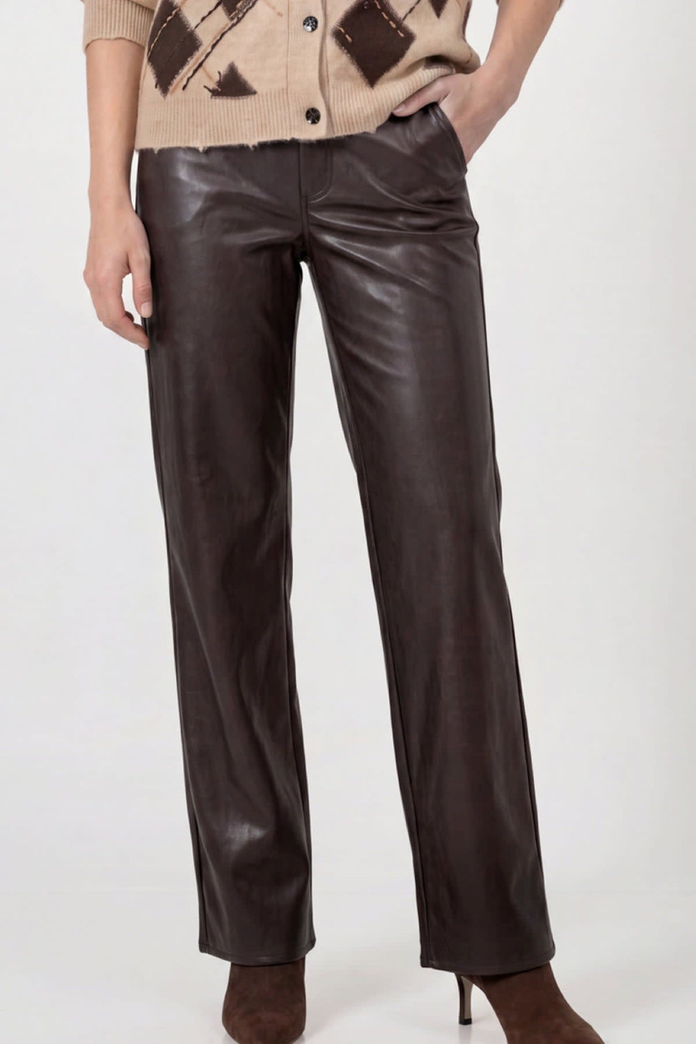 Monari women's faux leather wide-leg trousers
