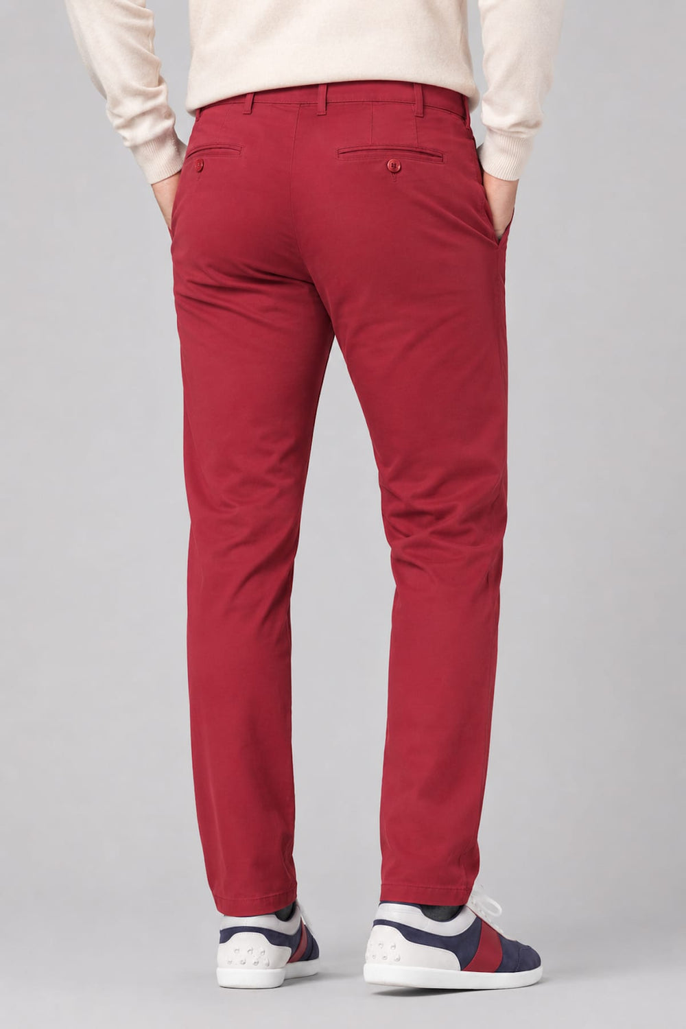 Back view of Meyer men's chino pants colour in beige - Valérie Simon