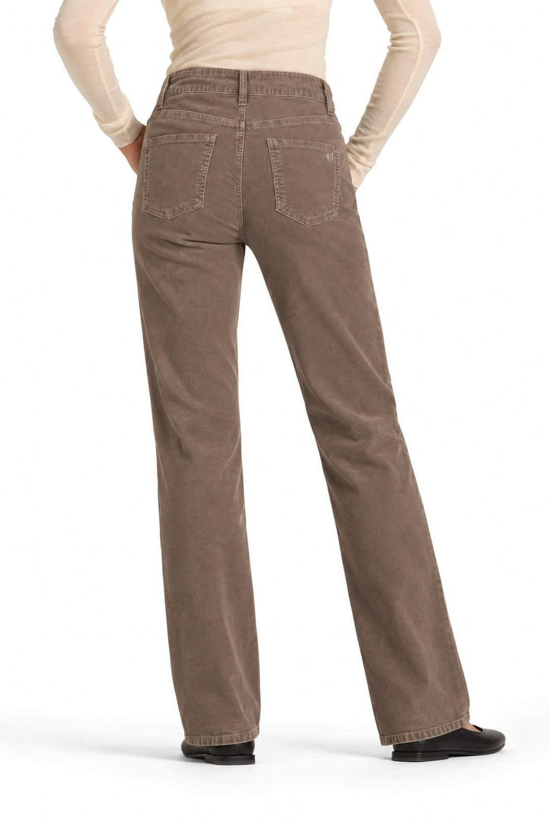 Pantalon droit en velours fin vue de face pour femme Cambio