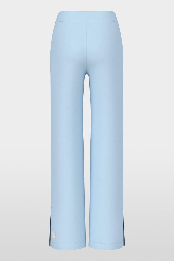 Vue de côté pantalon jogger Marc Cain pour femme gris argenté détails côtelés - Valérie Simon