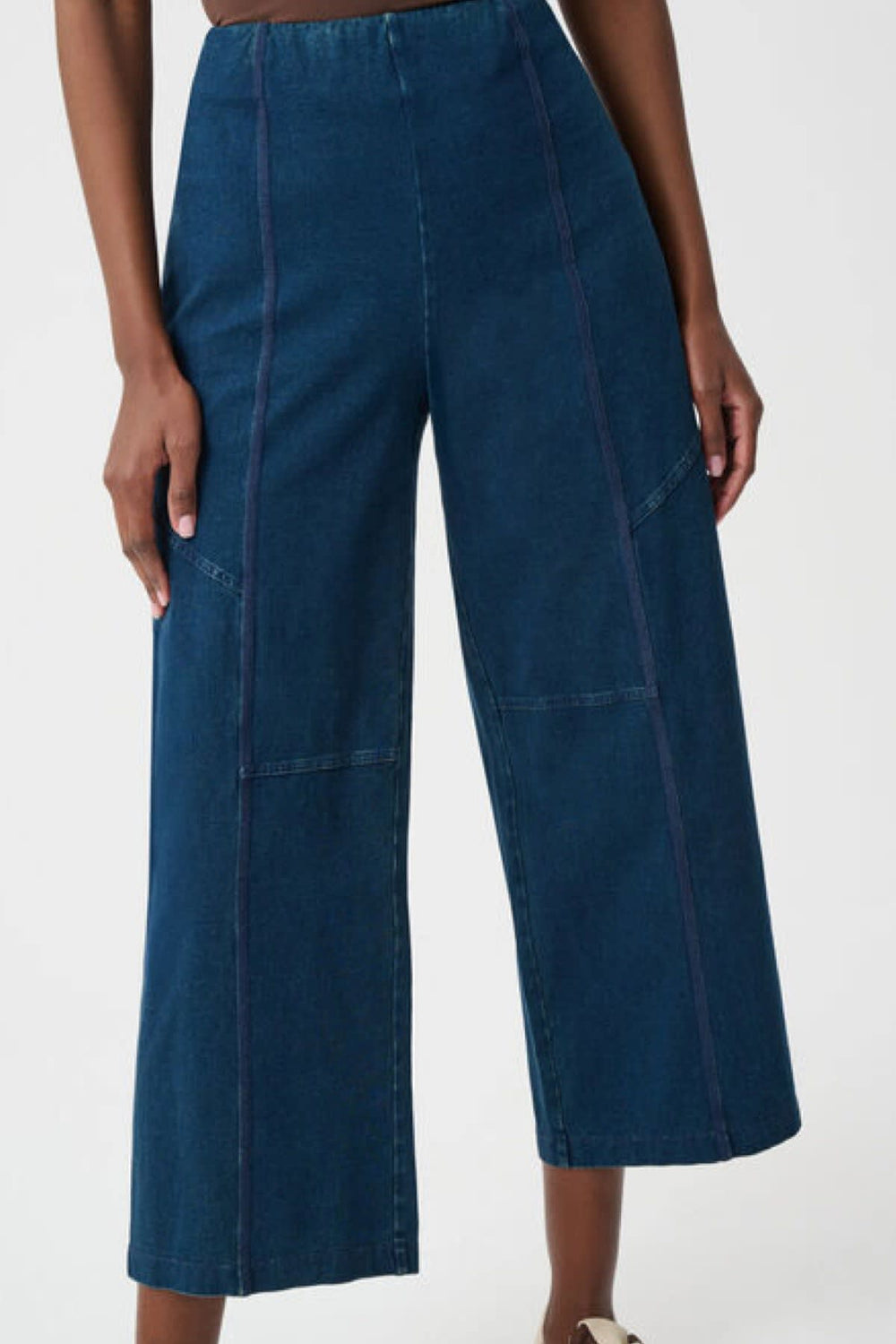 Vue de côté pantalon à jambe large blanc Joseph Ribkoff pour femme - Valérie Simon