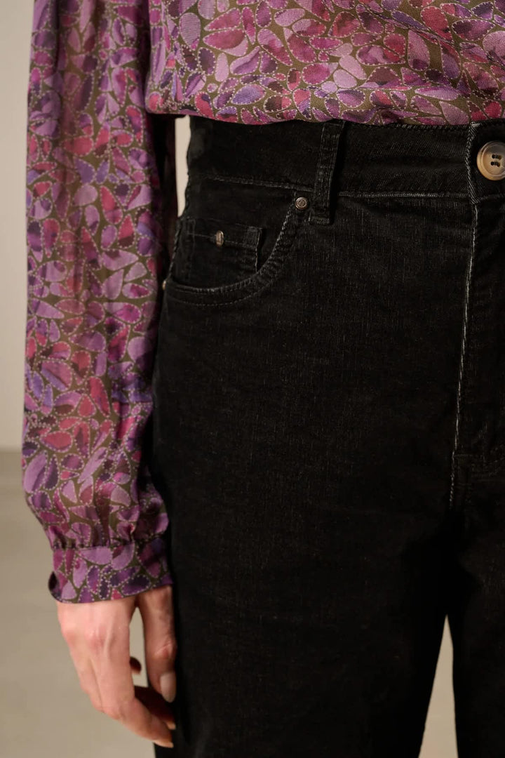 Pantalon en velours côtelé à jambe droite pour femme Nile