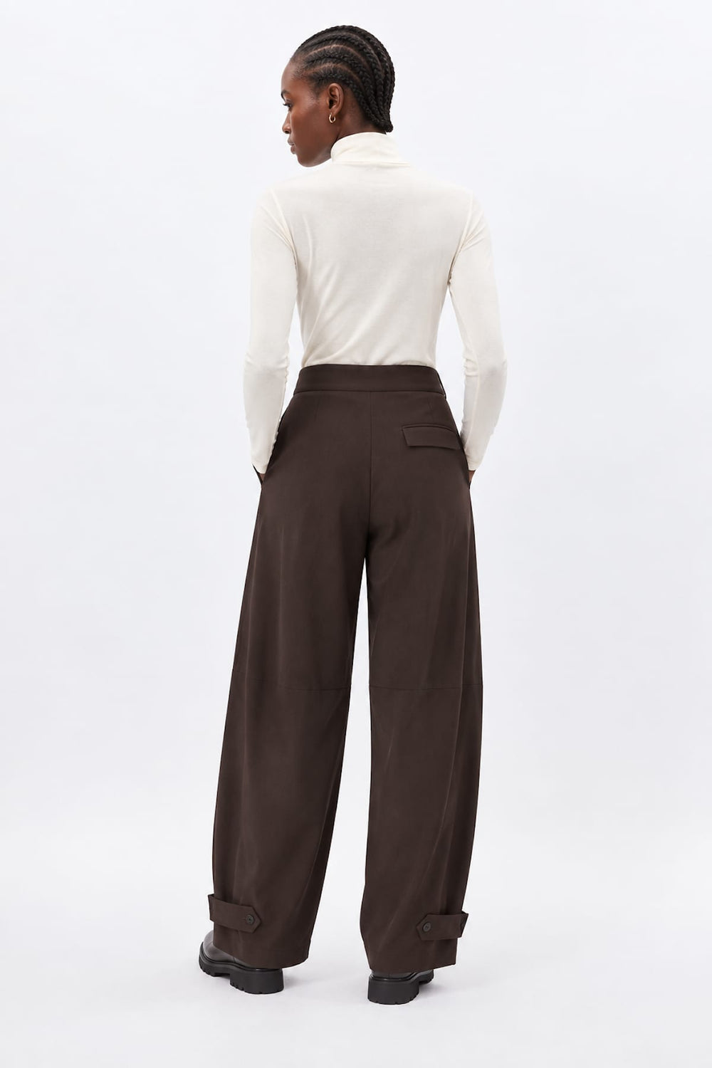 Front view of Mooni wide-leg dress pants for women Humility
