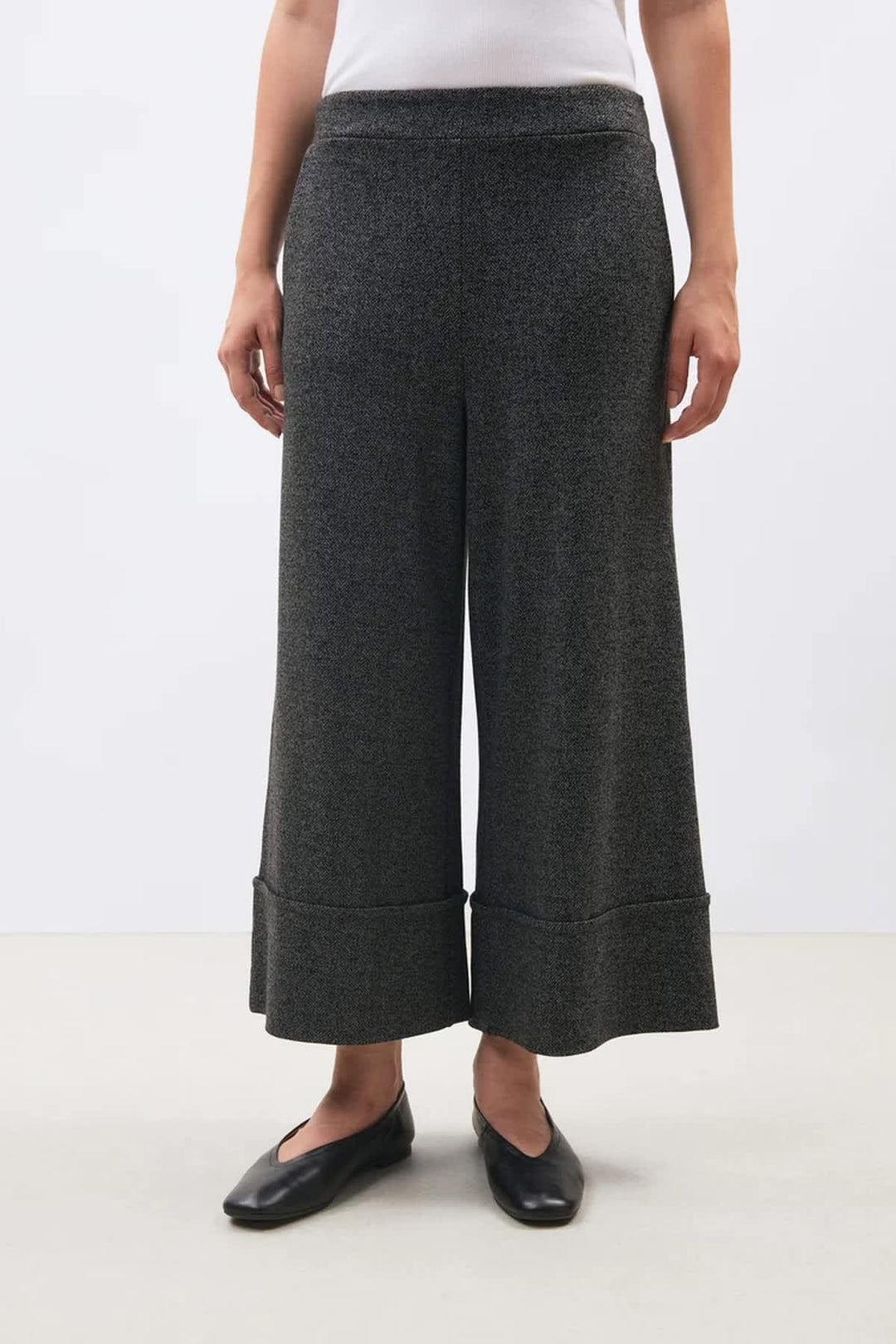 7/8 herringbone wide-leg pants, front view, for women Humility