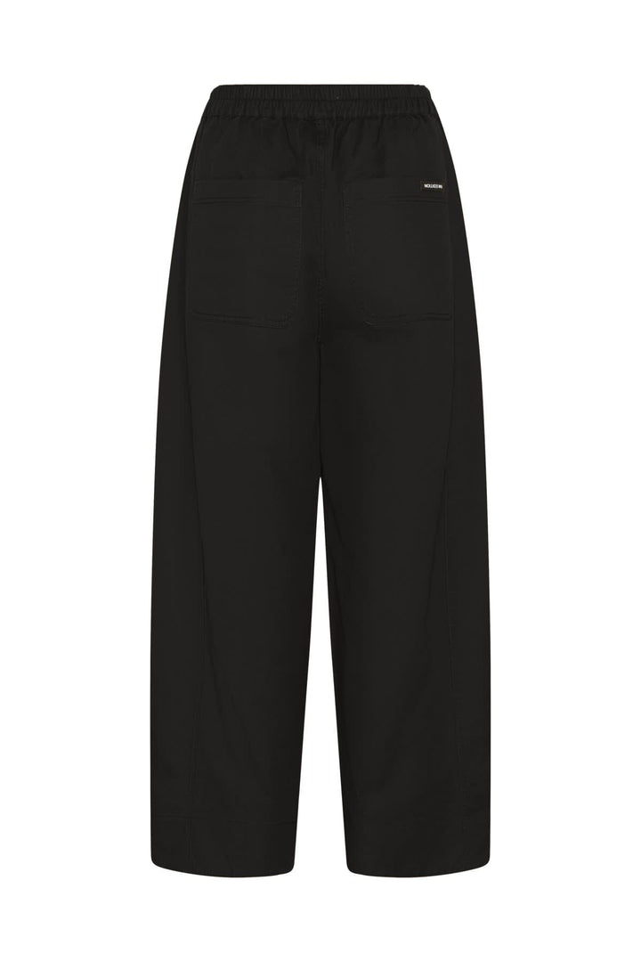 Front view dress pants Inwear for women black with elastic belt - Valérie Simon