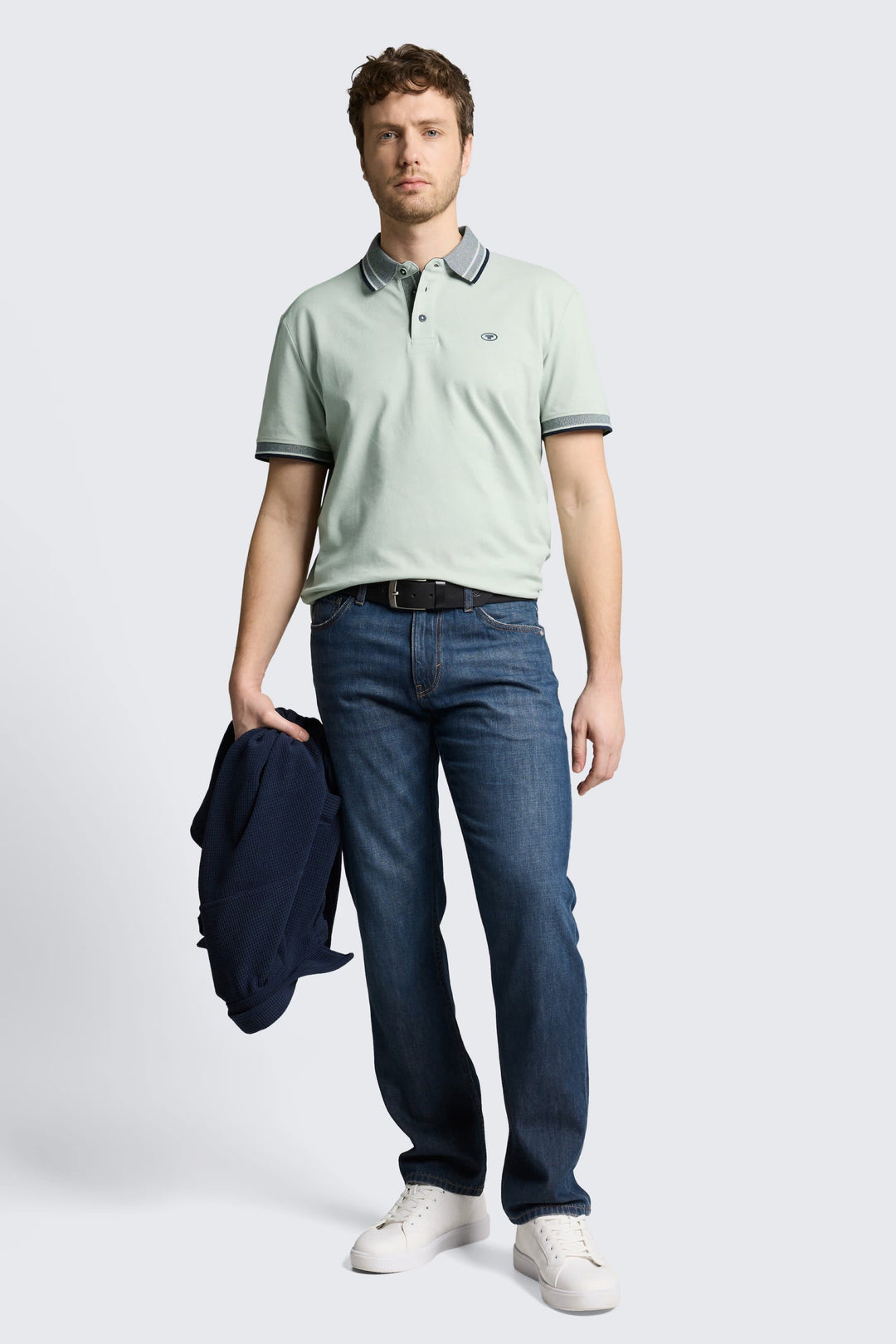 Front view of a blue short-sleeved Tom Tailor men&