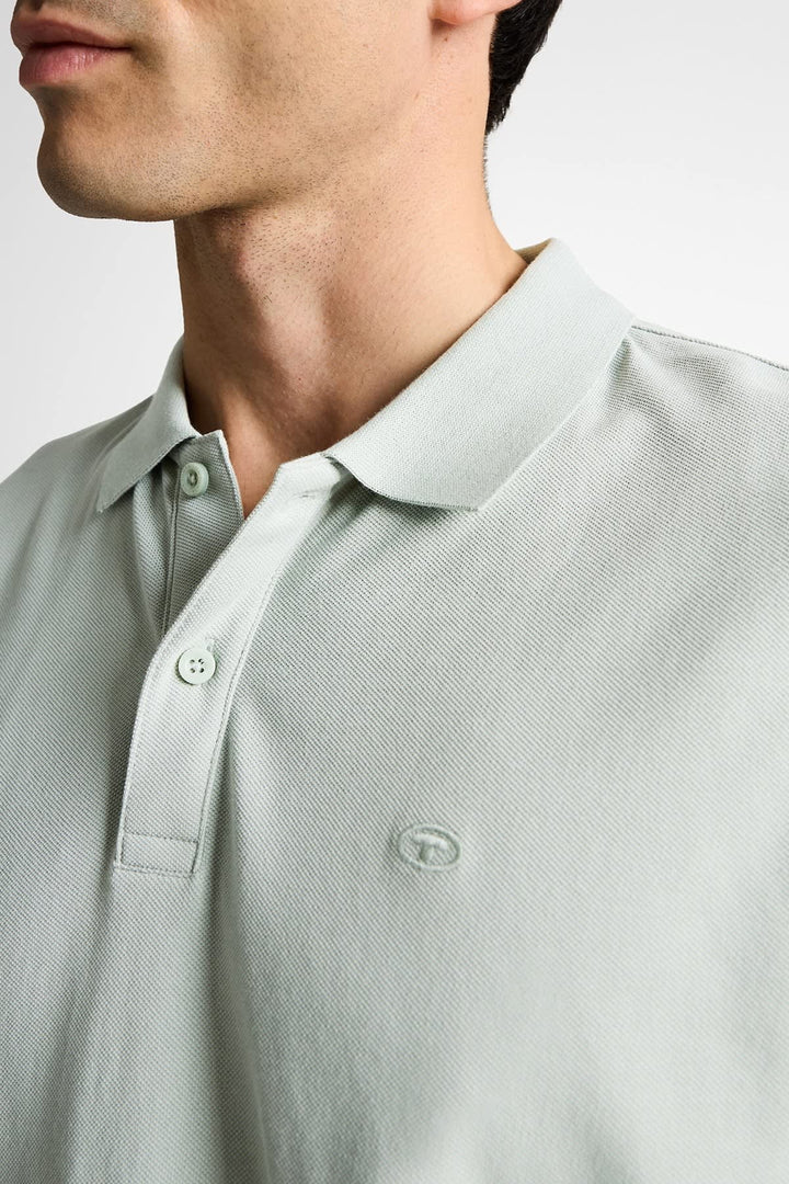 Front view of the Tom Tailor blue piqué polo shirt for men, short sleeves - Valérie Simon