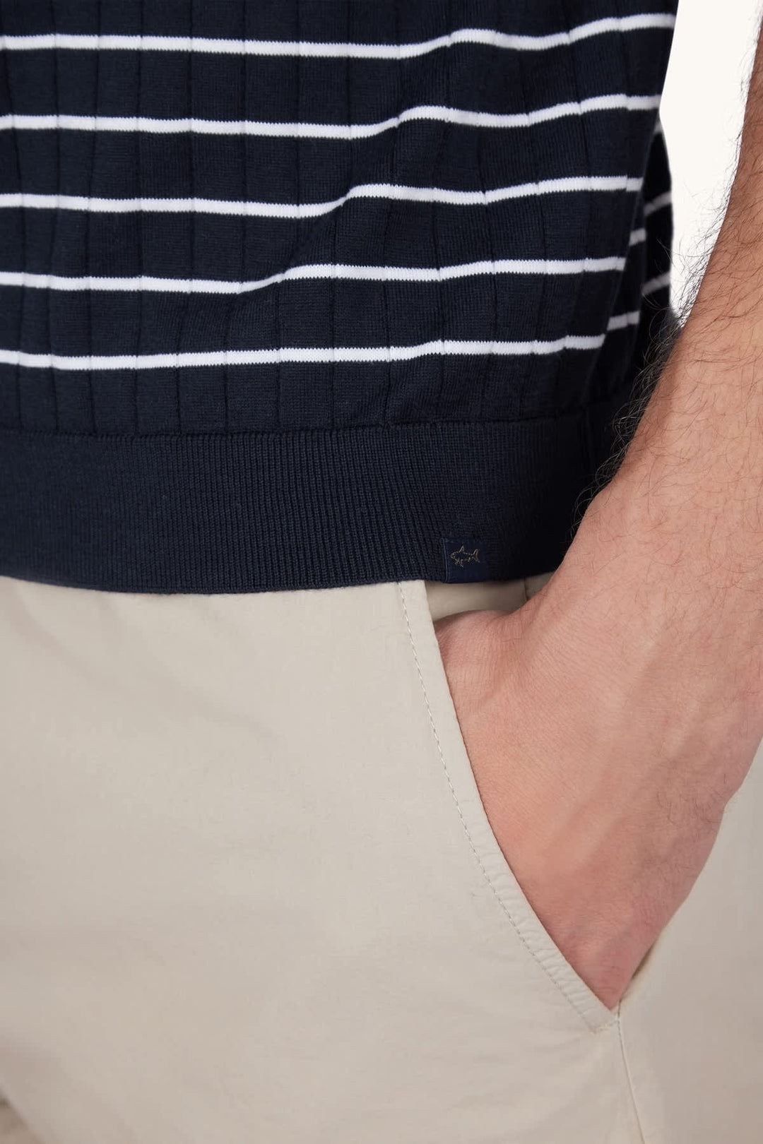 Vue de face polo rayé Paul and Shark pour homme bleu et blanc, marinière moderne - Valérie Simon