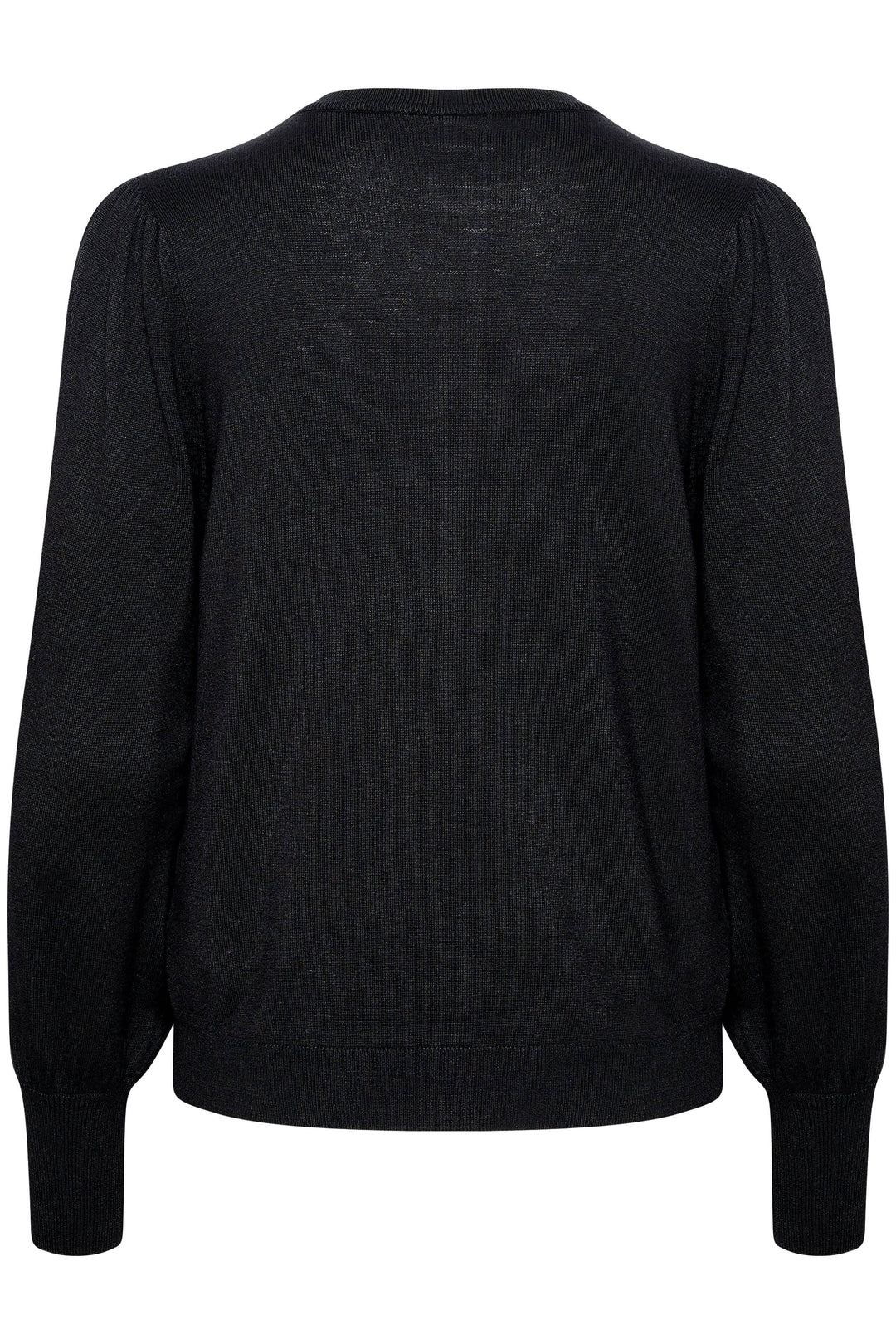 Cardigan Lizza noir à manches longues, col rond et coupe classique, vue arrière.
