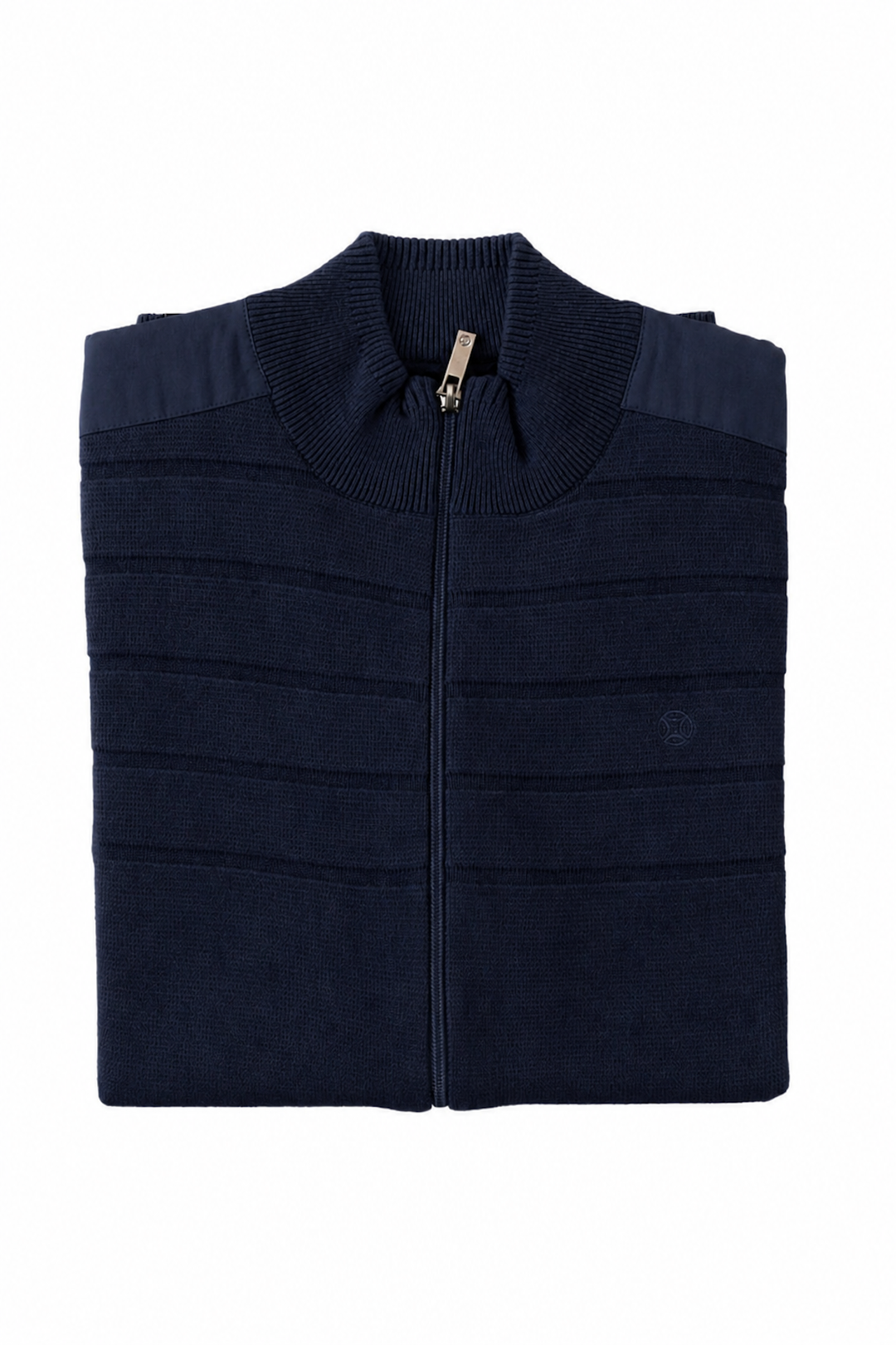 Zip-up cardigan with a high neck
