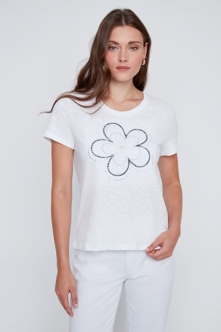 T-shirt with a sparkly floral print