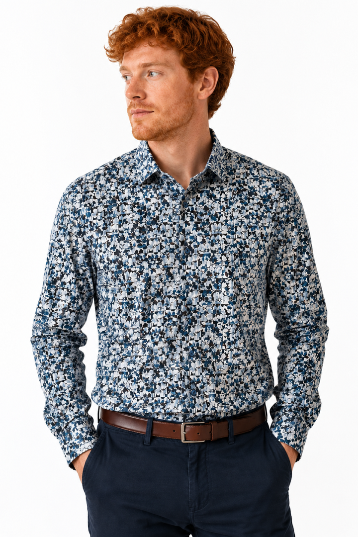 Floral mosaic print casual shirt