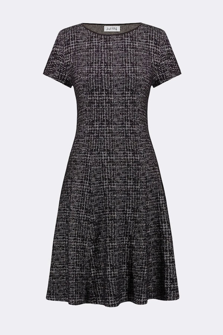 Vue avant robe courte texturée Joseph Ribkoff noire pour femme - Valérie Simon