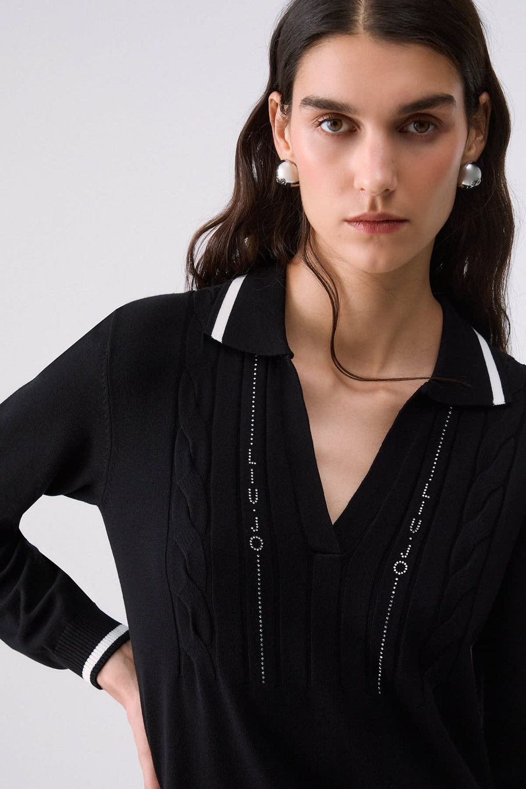 Robe courte en tricot style polo pour femme liujo