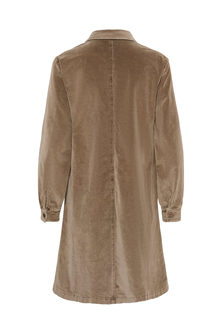 Robe courte en velours côtelé vue de face pour femme Cream
