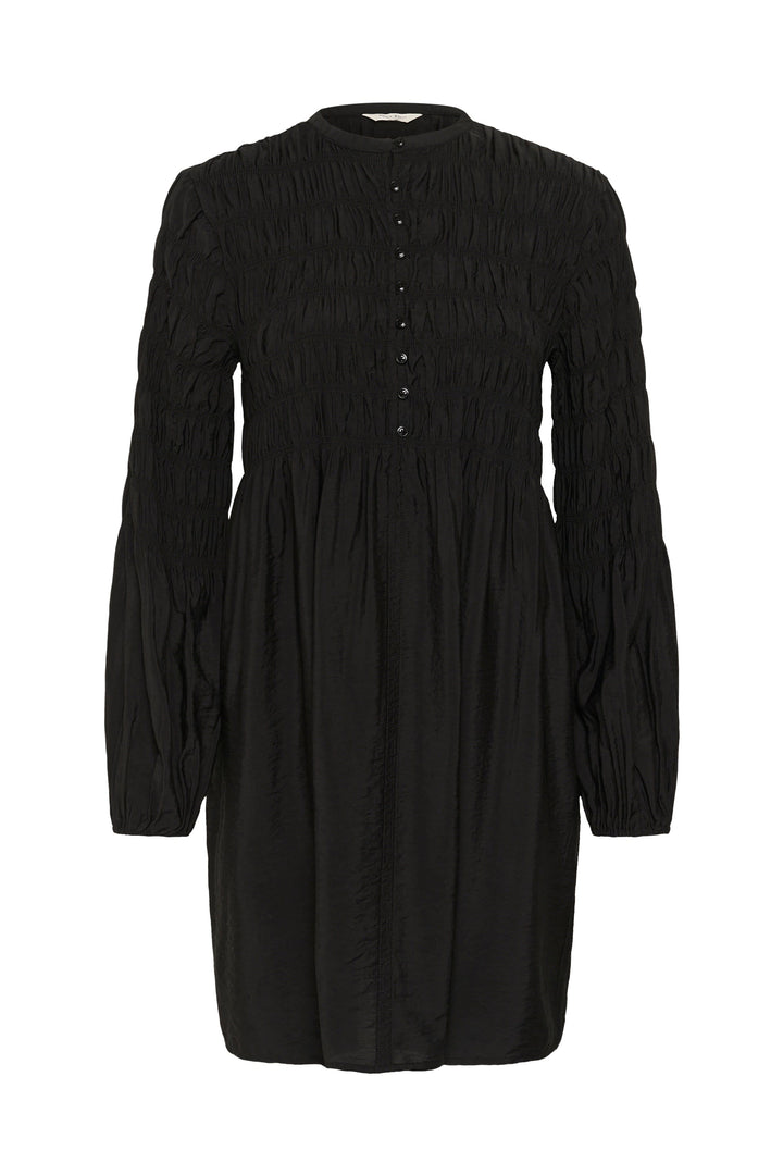 Flowing short long-sleeve dress, front view, for women Part Two