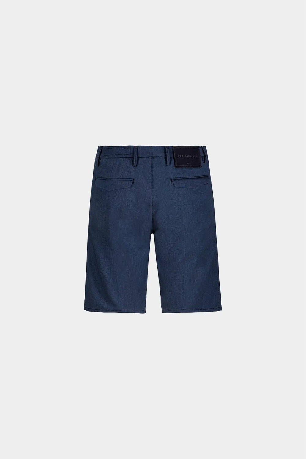 Front view of Tramarossa men's blue stretch denim-look shorts with cuffs - Valérie Simon