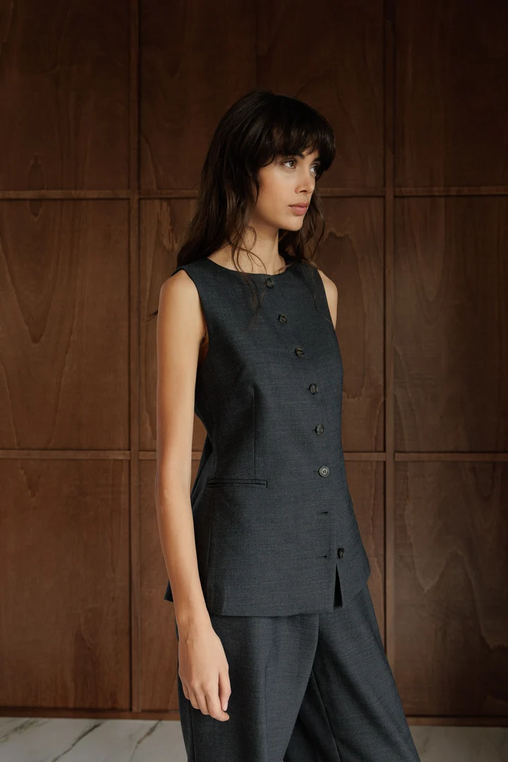 Veste sans manches style tailleur