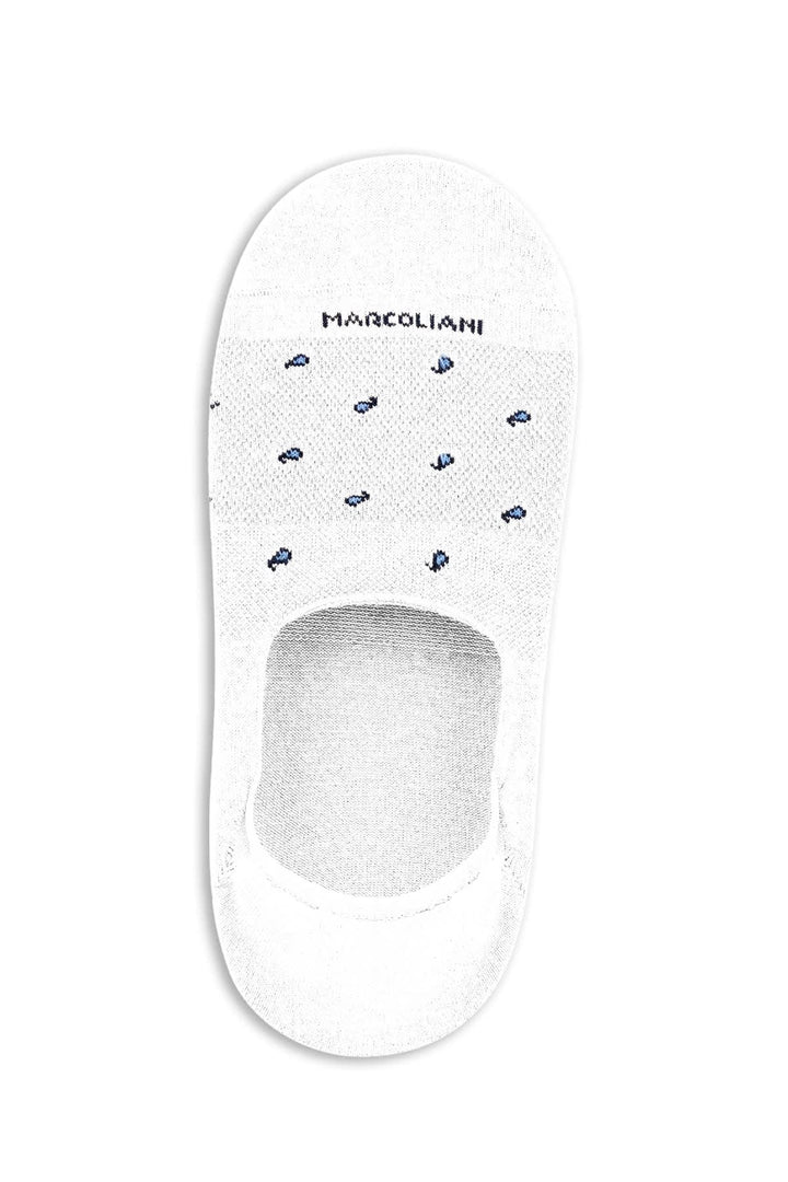 Vue latérale socquettes invisibles motif cachemire Marcoliani pour homme gris-vert - Valérie Simon