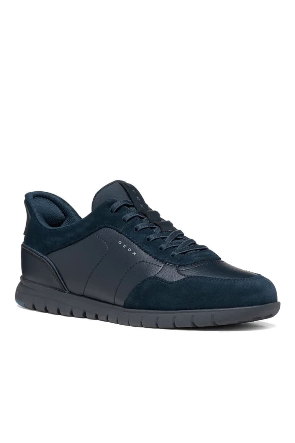 Side view of Geox brown suede leather sports shoe for men with perforated details - Valérie Simon