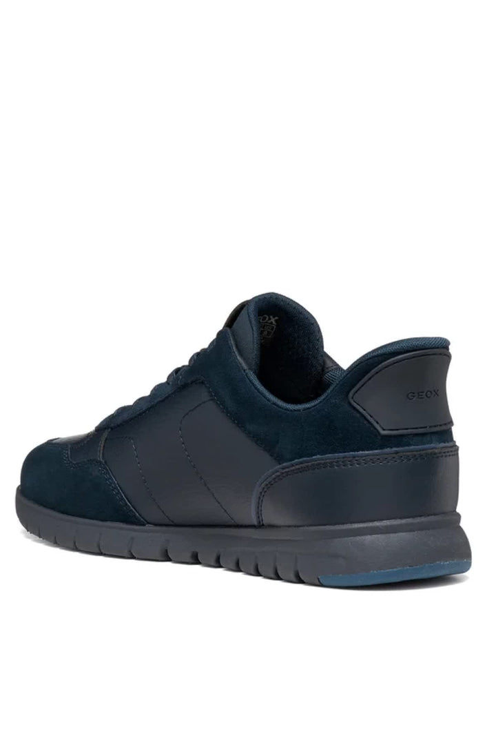 Side view of Geox shoe in brown suede leather for men with visible logo - Valérie Simon