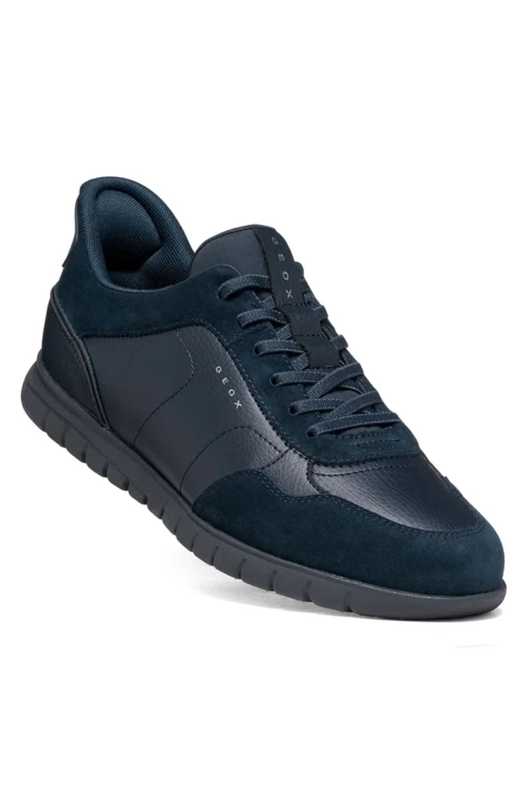 Side view Geox suede leather sneaker for men brown perforated details - Valérie Simon