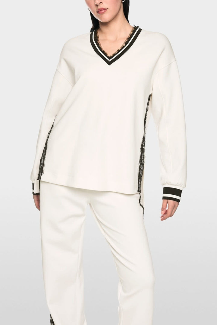 Sweat-shirt avec fins détails en dentelle pour femme Marc Cain