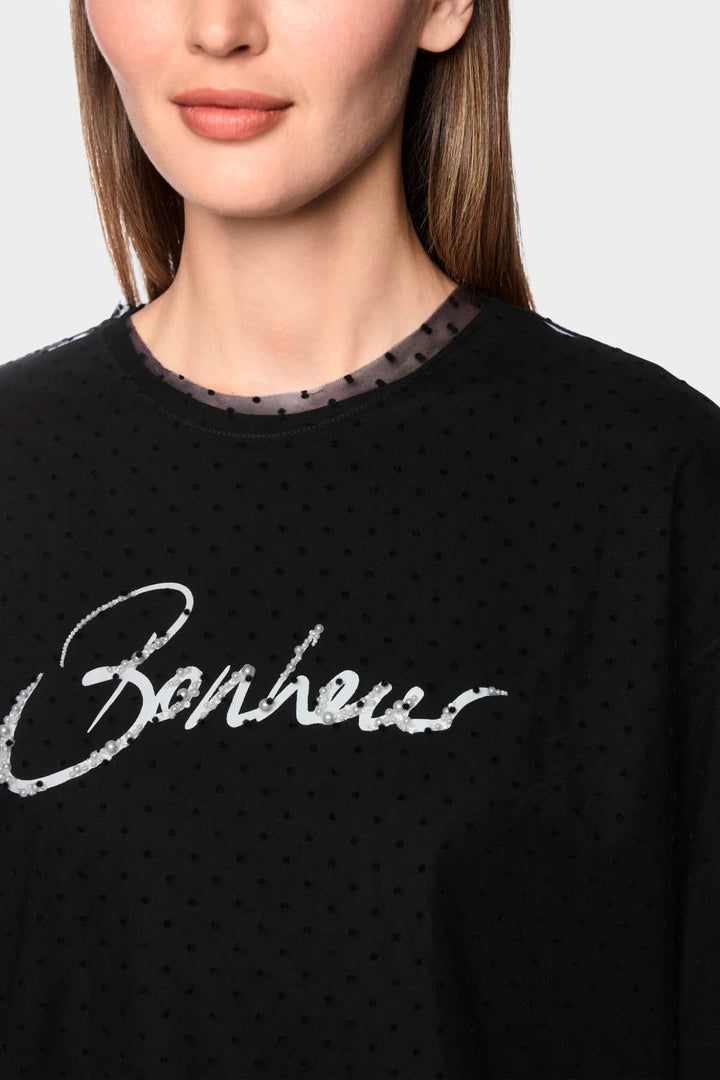 2-in-1 T-shirt with lace and beads for women by Marc Cain