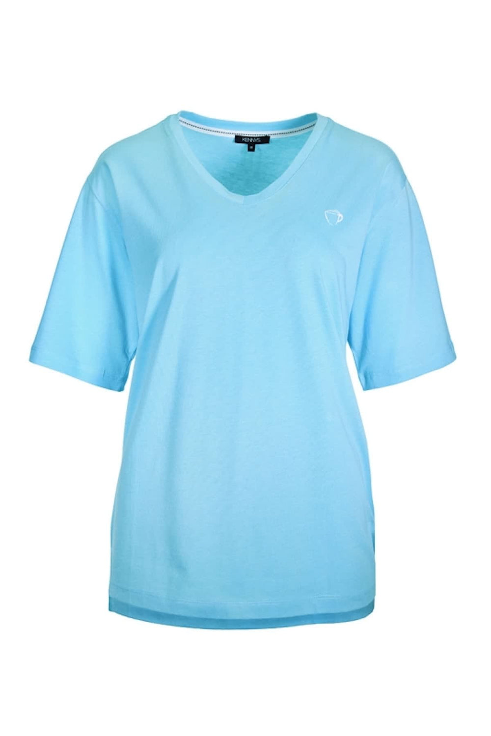 Vue de face T-shirt à encolure en V kennys pour femme noir détails broderie Valérie Simon