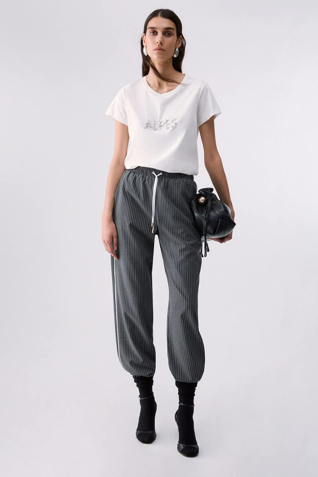T-shirt à lettrage ornementé pour femme liujo