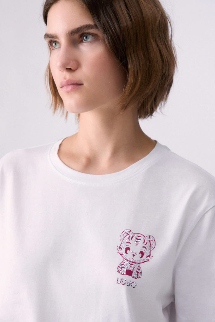 T-shirt à motif tigre vue de face pour femme liujo