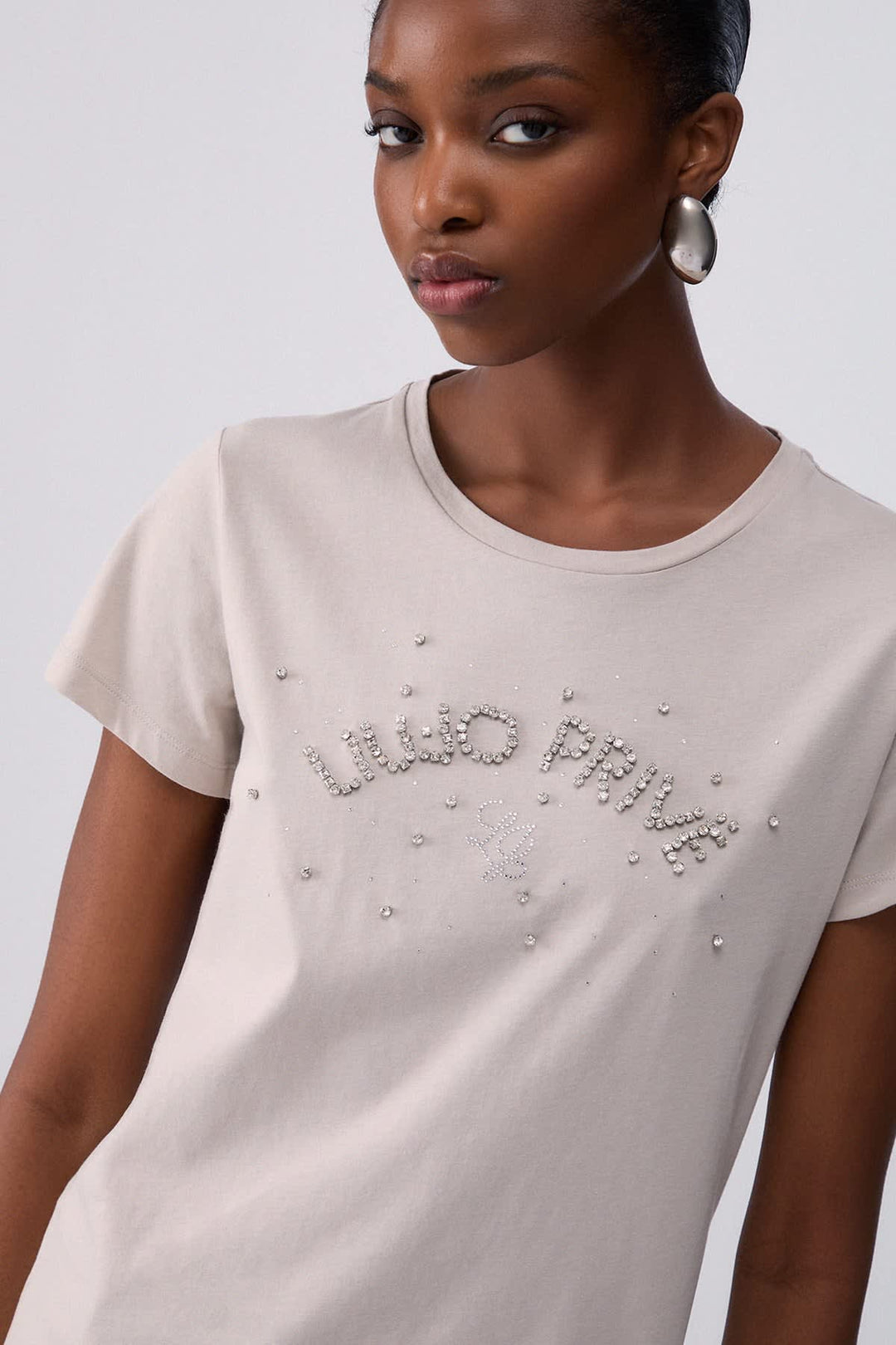 T-shirt à ornements brillants pour femme liujo