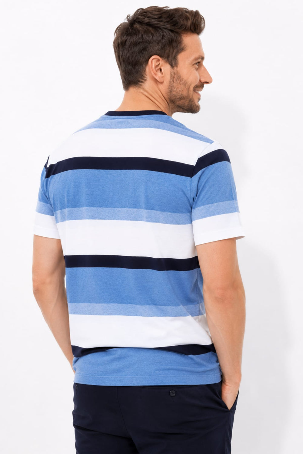 Front view of Paul and Shark men's blue horizontal striped T-shirt - Valérie Simon
