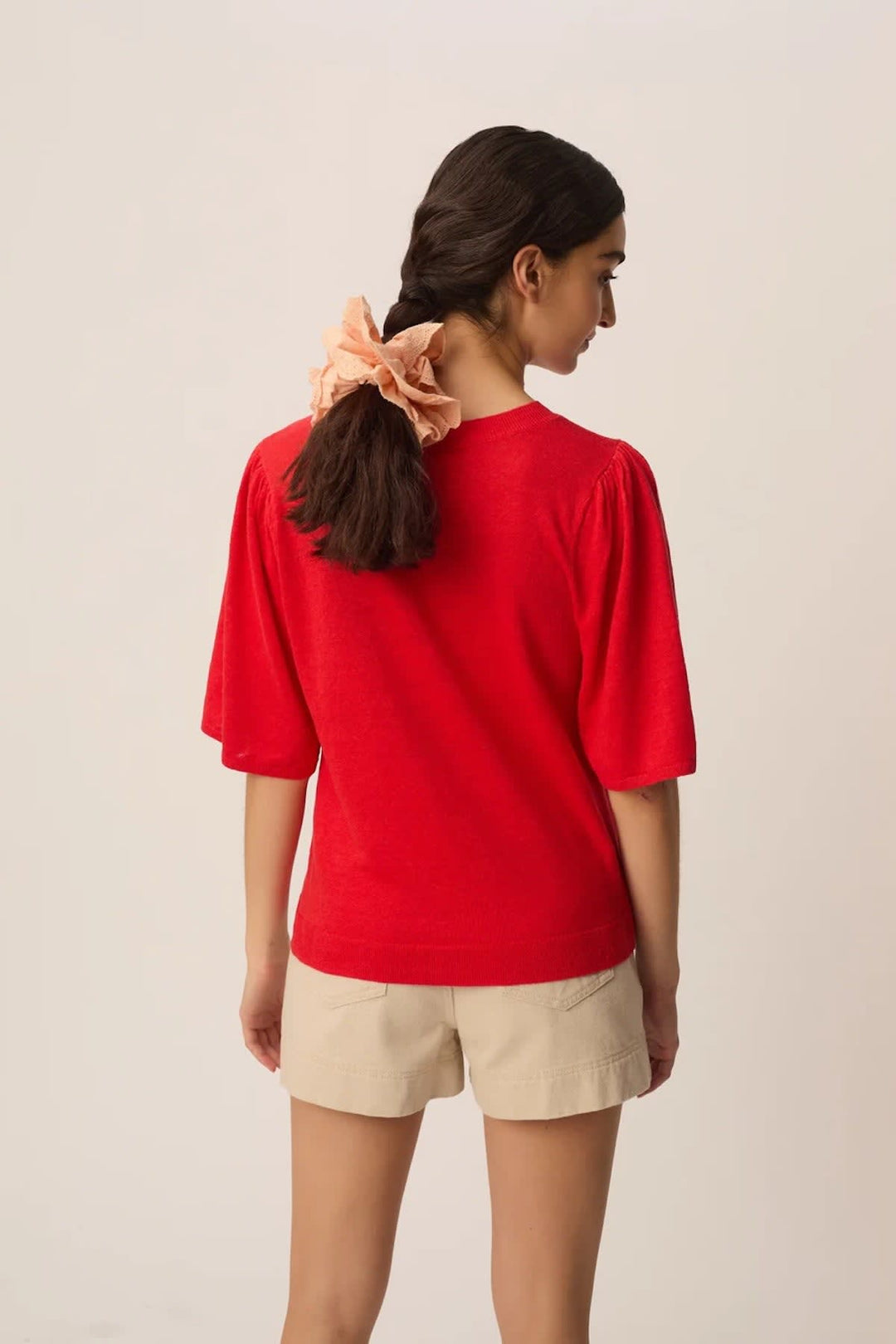 Front view: Ecru knit T-shirt with buttons Des Petits Hauts for women - Valérie Simon