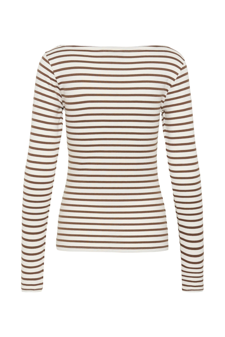 T-shirt rayé à manches longues pour femme Kaffe