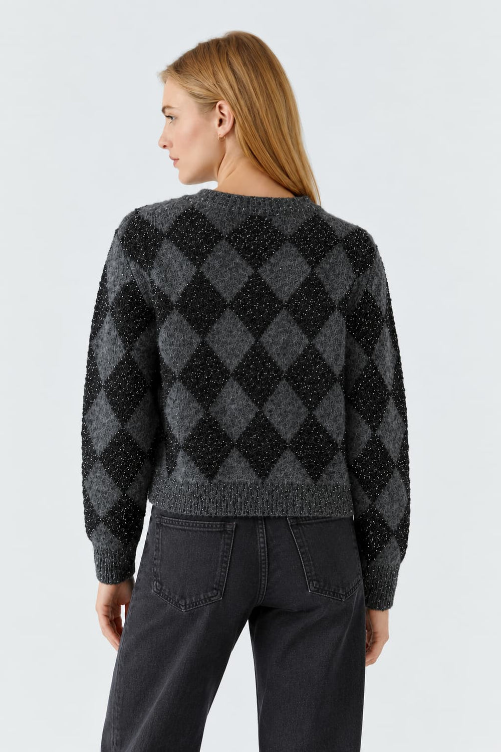Women's Oui diamond-pattern knit with sequins