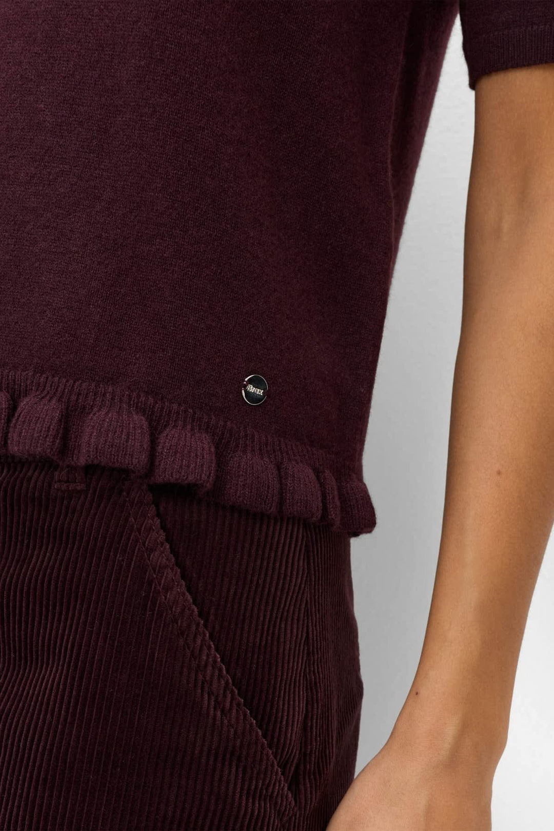 Front view of the NINA short-sleeve knit top for women by Brax